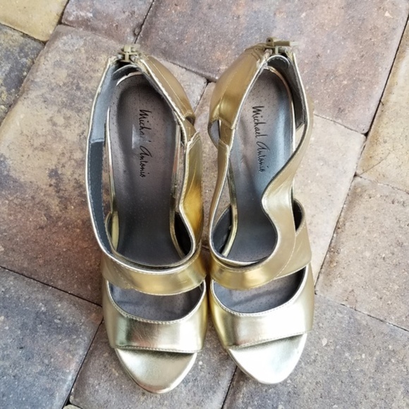 Michael Antonio Tinsley Gold Platform 5 Inch Heels Size 8.5 - Picture 8 of 8